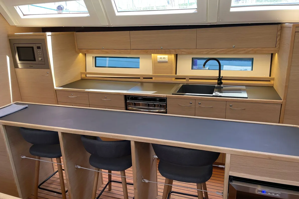 Galley of Lupela, a D&D Kufner 54 sailboat at Trogir, Croatia
