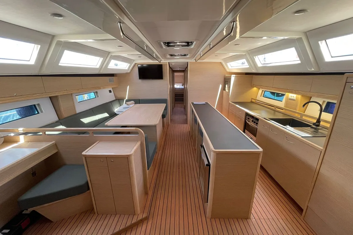 Salon of Lupela, a D&D Kufner 54 sailboat at Trogir, Croatia