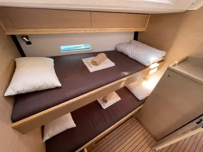Cabin on Lupela, a D&D Kufner 54 sailboat at Trogir, Croatia