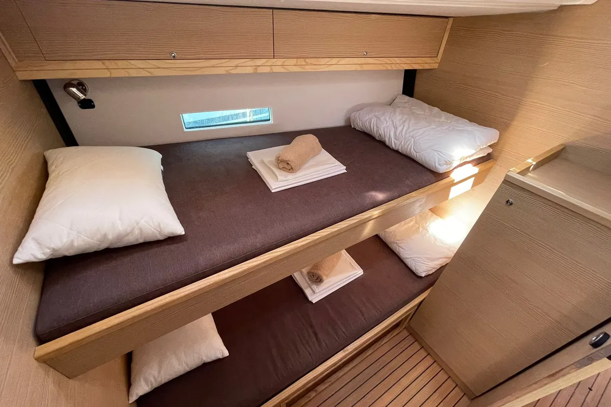 Cabin on Lupela, a D&D Kufner 54 sailboat at Trogir, Croatia