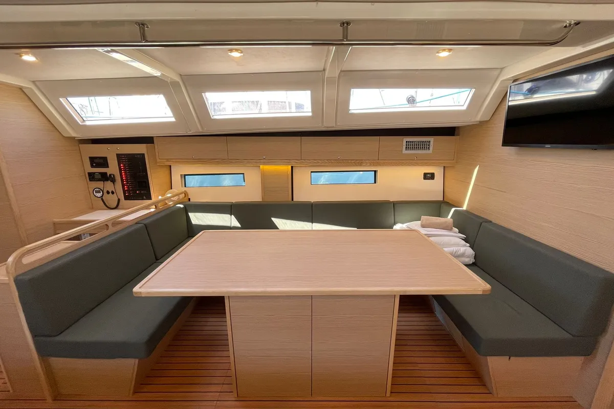 Salon of Lupela, a D&D Kufner 54 sailboat at Trogir, Croatia