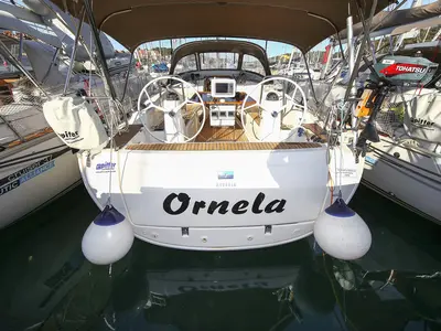 Cockpit of Ornela, a Bavaria Cruiser 40 Avantgarde sailboat at Grad Pula, Croatia