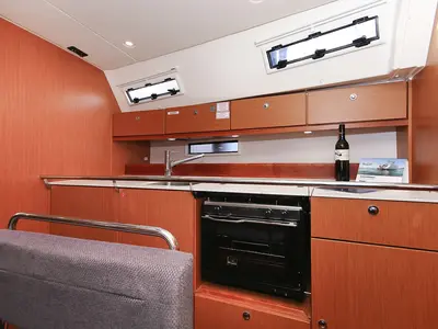 Galley of Ornela, a Bavaria Cruiser 40 Avantgarde sailboat at Grad Pula, Croatia