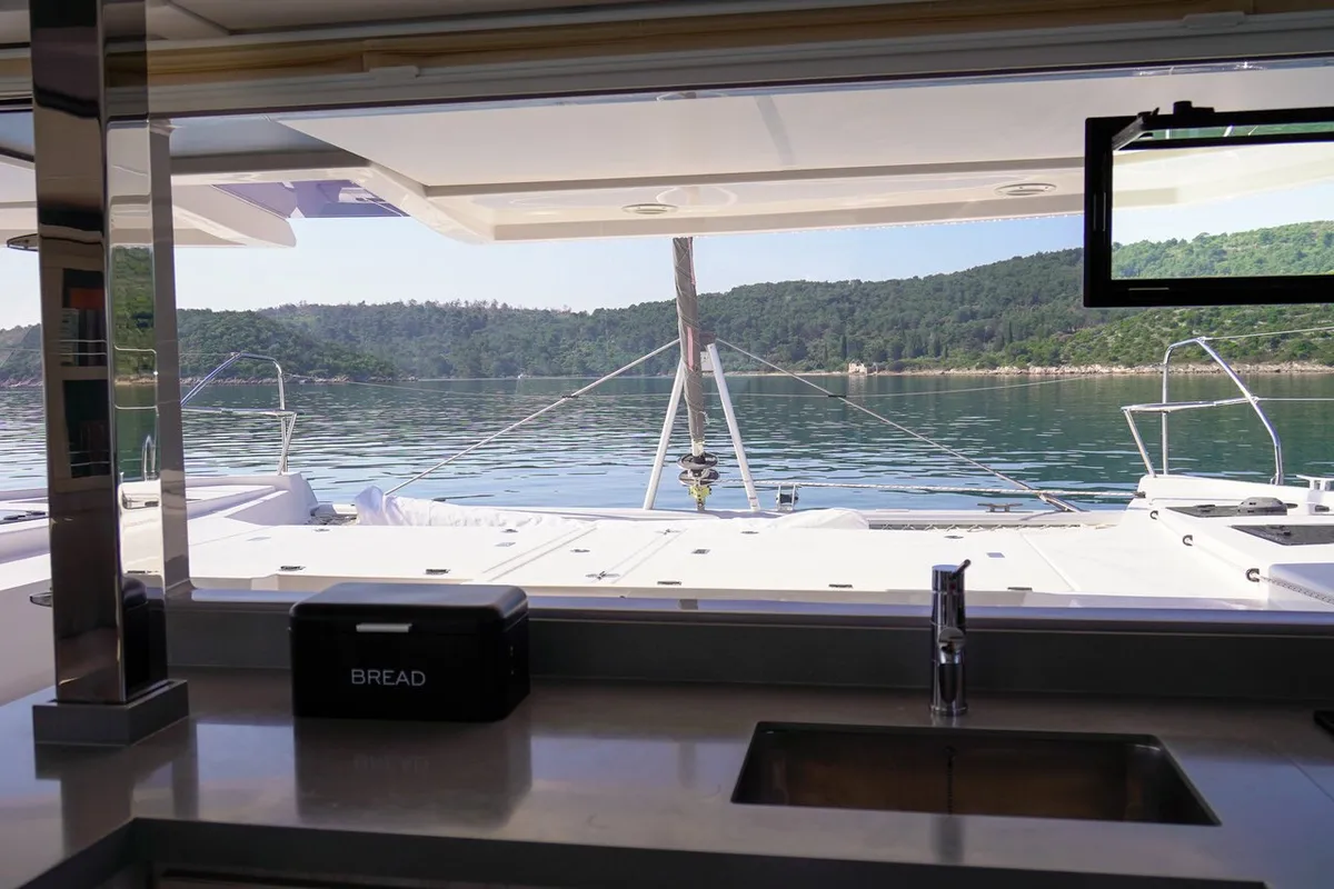 Galley of Manaphy, a Leopard 45 catamaran at Seget Donji, Croatia