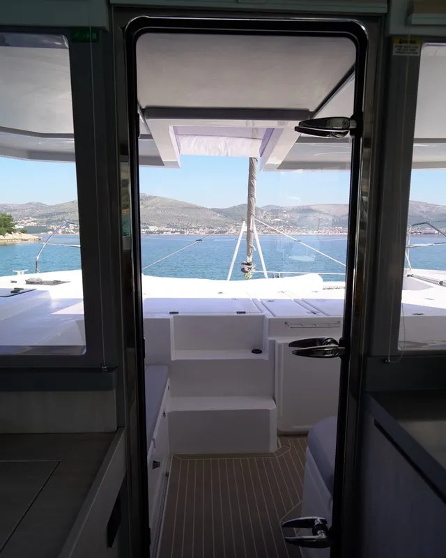 Deck of Manaphy, a Leopard 45 catamaran at Seget Donji, Croatia