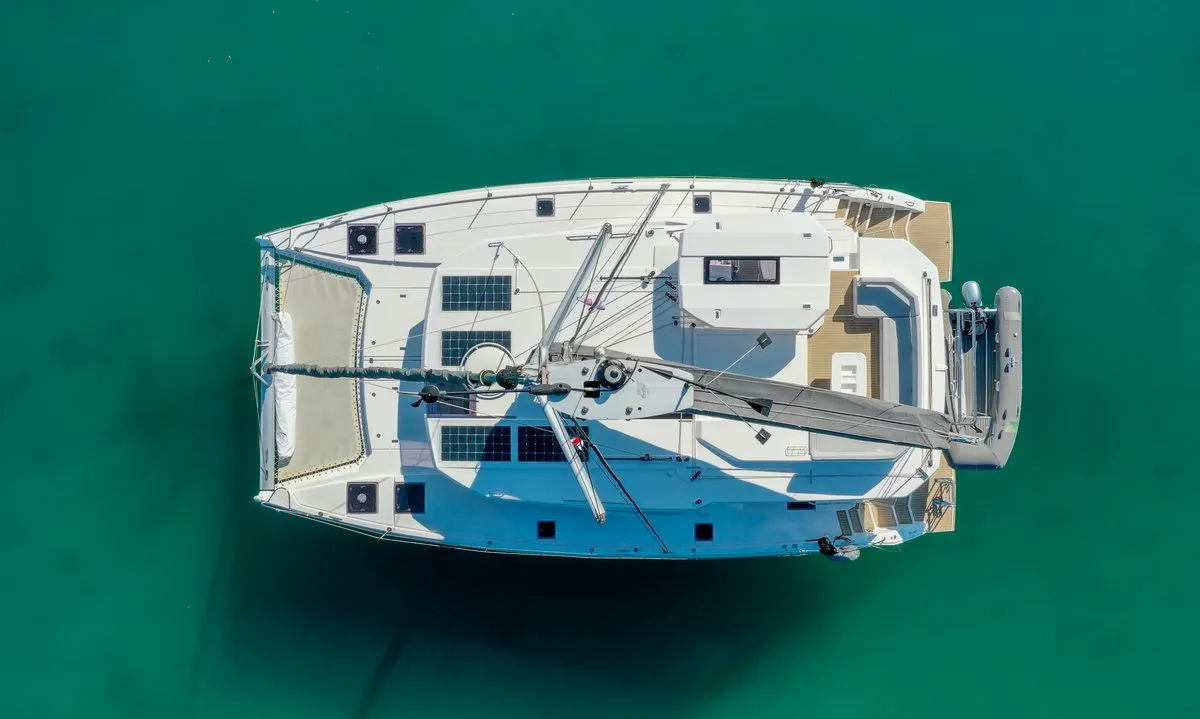 Exterior view of Manaphy, a Leopard 45 catamaran at Seget Donji, Croatia