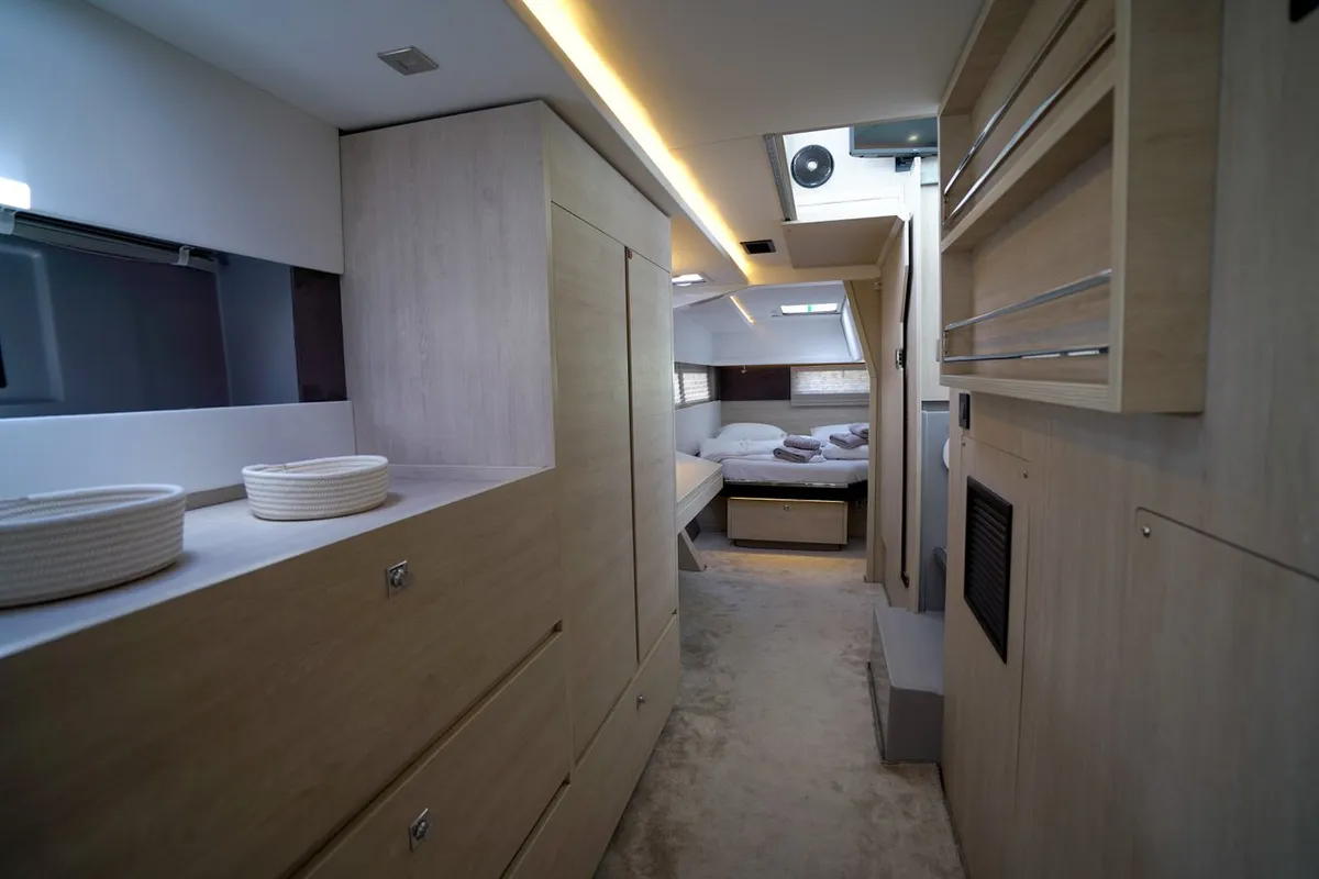 Cabin on Manaphy, a Leopard 45 catamaran at Seget Donji, Croatia