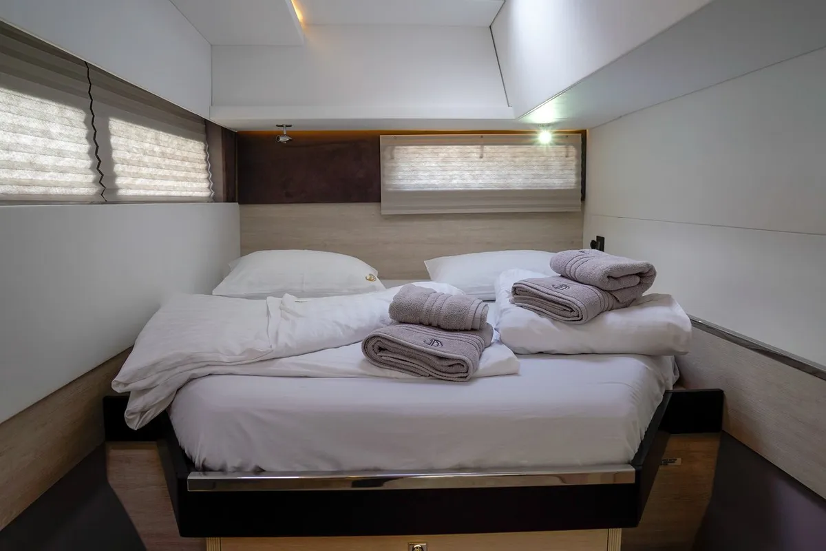 Cabin on Manaphy, a Leopard 45 catamaran at Seget Donji, Croatia