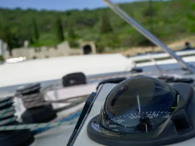 Cockpit of Manaphy, a Leopard 45 catamaran at Seget Donji, Croatia