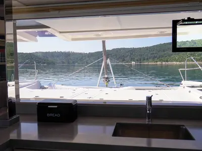Galley of Manaphy, a Leopard 45 catamaran at Seget Donji, Croatia