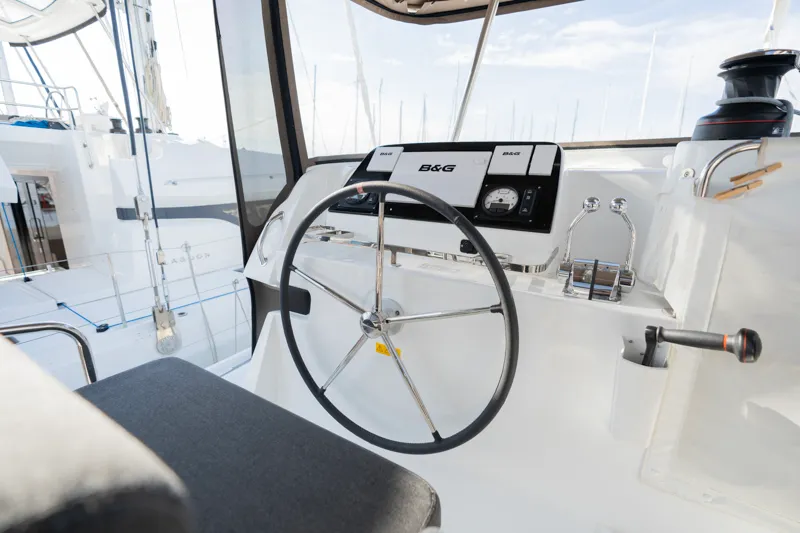 Cabin on Day One, a Lagoon 42 catamaran at Marpissa, Greece