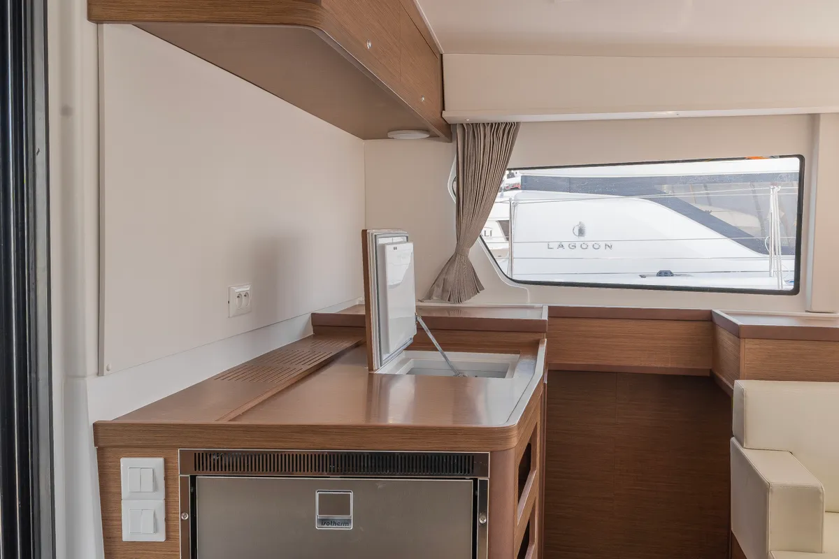 Galley of Day One, a Lagoon 42 catamaran at Marpissa, Greece