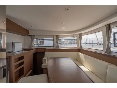 Salon of Day One, a Lagoon 42 catamaran at Marpissa, Greece