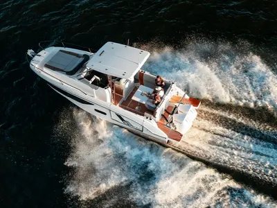 Exterior view of Beneteau 9, a Beneteau Flyer 9 motorboat at Punat, Croatia