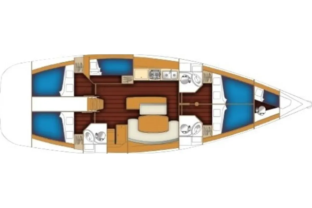 Floor plan of LUI, a Beneteau Cyclades 50.5 sailboat at Athens, Greece