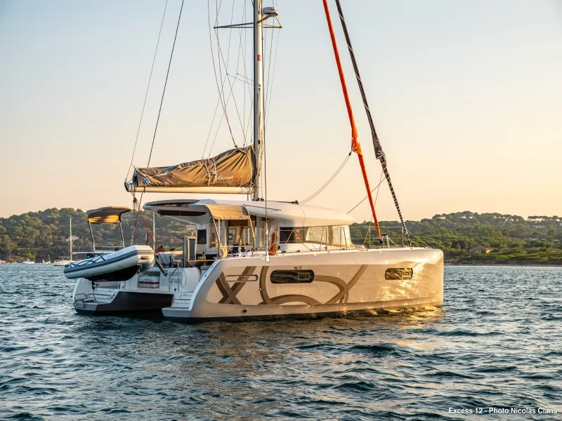 Exterior view of Aeolian Odyssey, a Excess 12 catamaran at Preveza, Greece