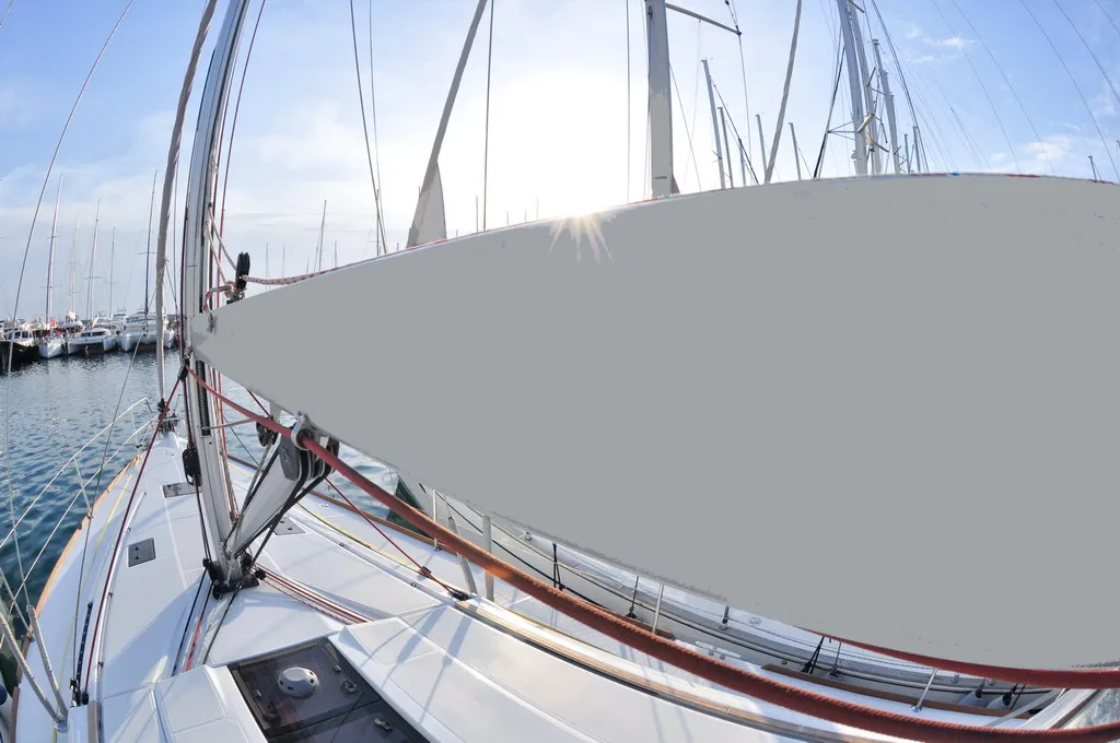 Deck of Il Sole, a Jeanneau Sun Odyssey 439 sailboat at Athens, Greece