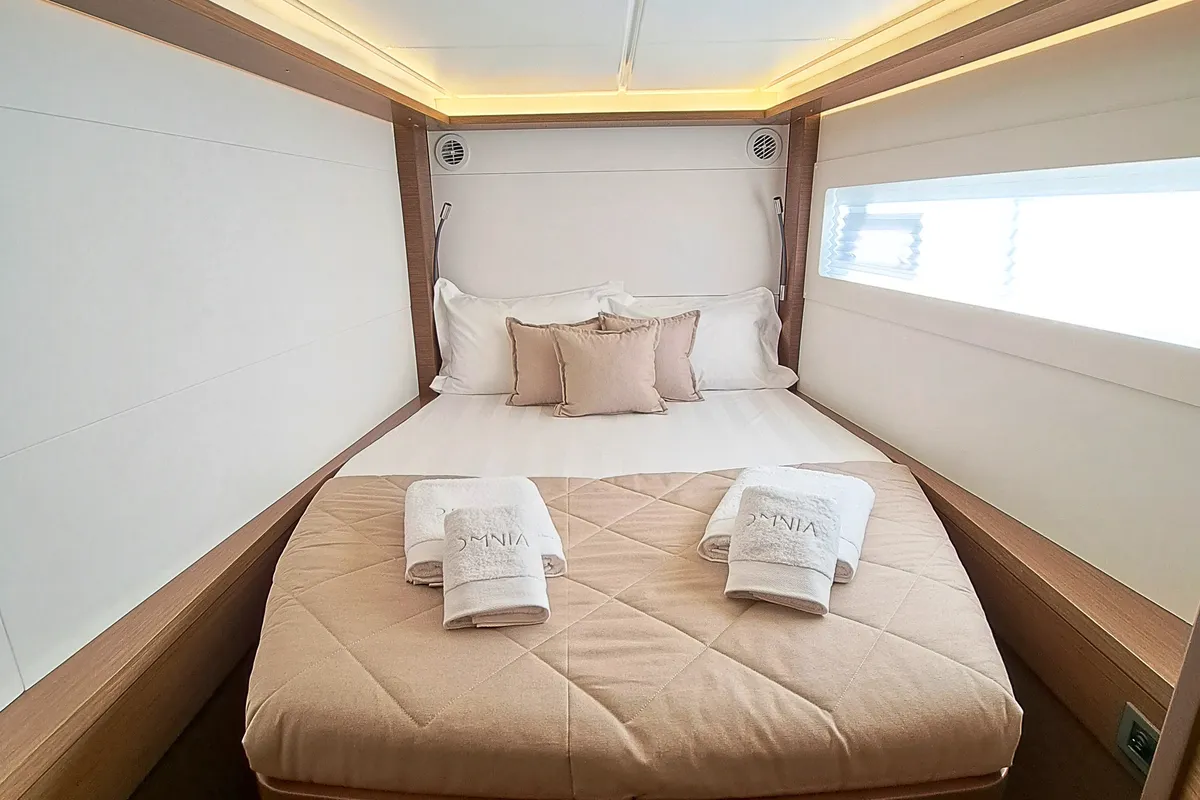 Cabin on Omnia, a Lagoon 46 catamaran at Piraeus, Greece