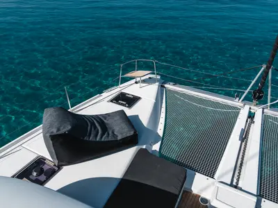 Deck of Omnia, a Lagoon 46 catamaran at Piraeus, Greece