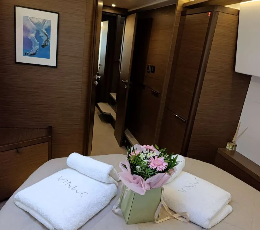 Cabin on Omnia, a Lagoon 46 catamaran at Piraeus, Greece