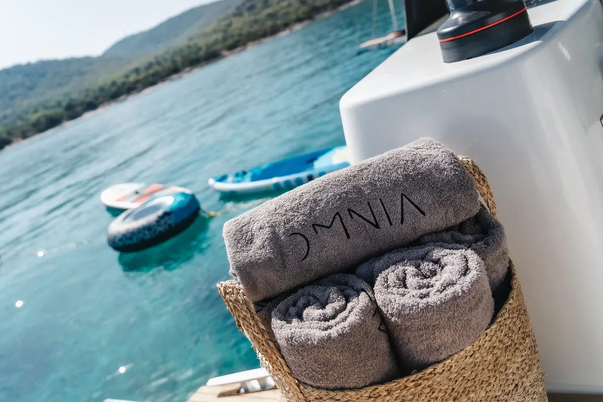 Omnia, a Lagoon 46 catamaran at Piraeus, Greece