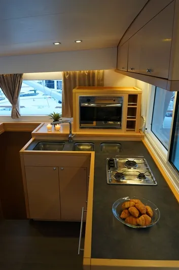 Galley of Myrto, a Lagoon 400 S2 catamaran at Kontokali, Greece
