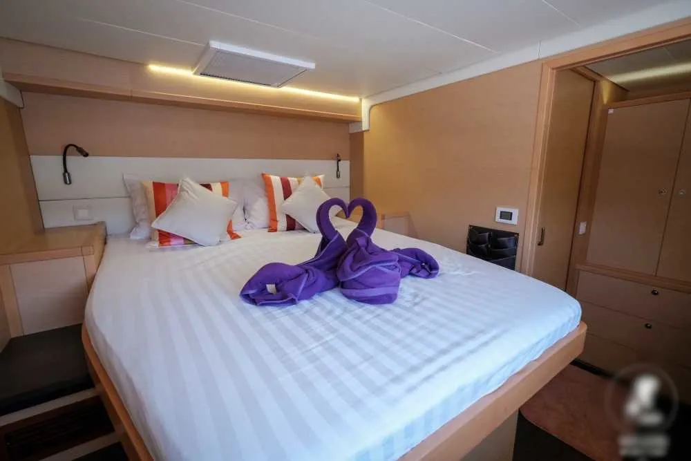 Cabin on Sealion, a Lagoon 52 F catamaran at Mai Khao, Thailand
