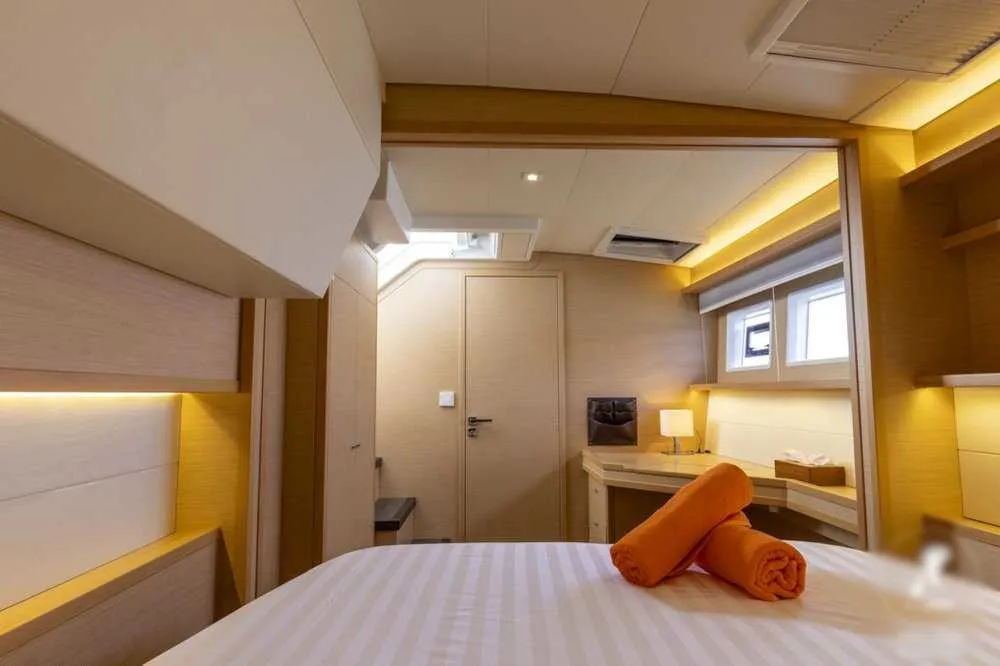 Cabin on Sealion, a Lagoon 52 F catamaran at Mai Khao, Thailand