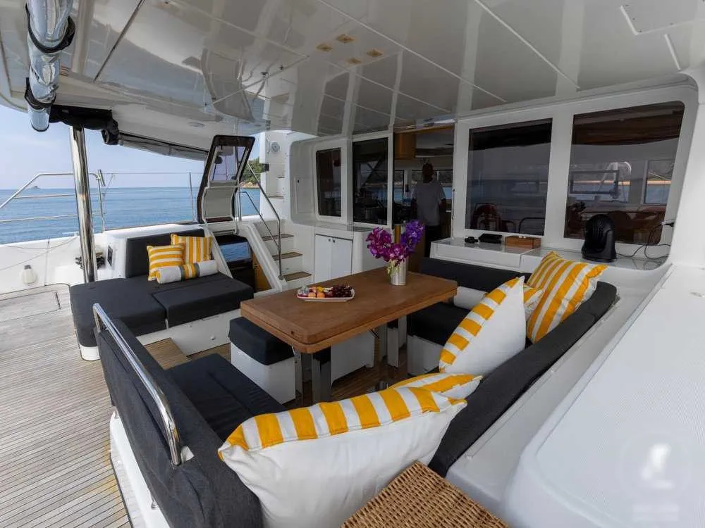 Deck of Sealion, a Lagoon 52 F catamaran at Mai Khao, Thailand
