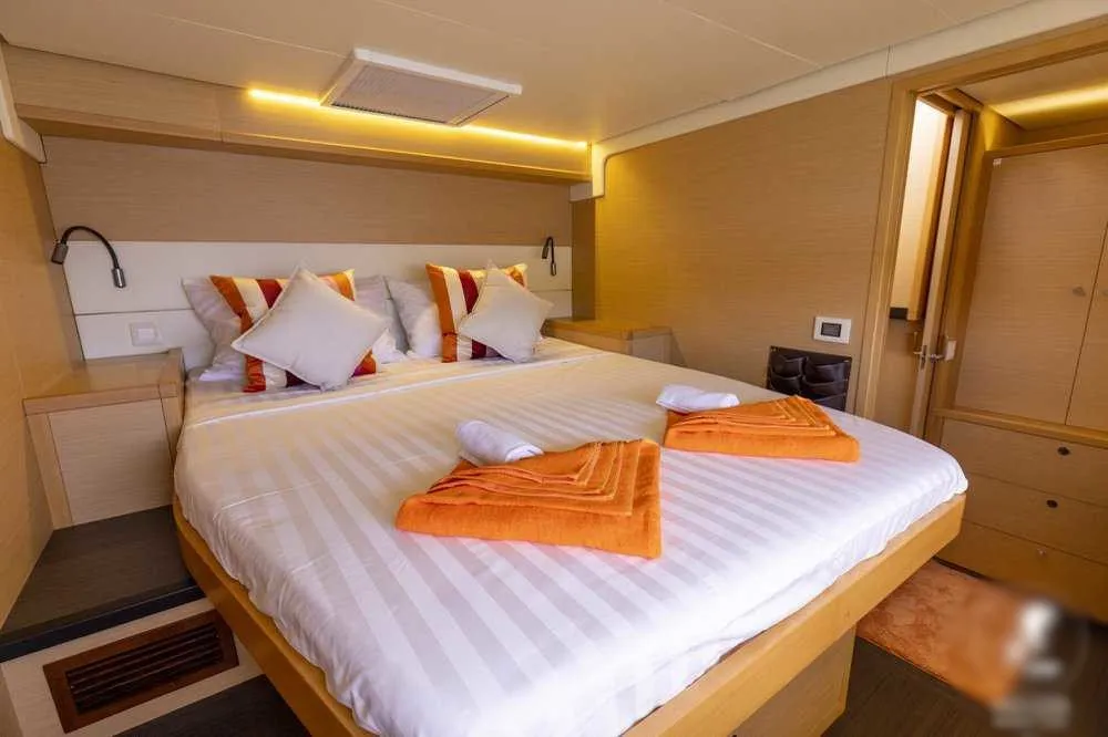 Cabin on Sealion, a Lagoon 52 F catamaran at Mai Khao, Thailand