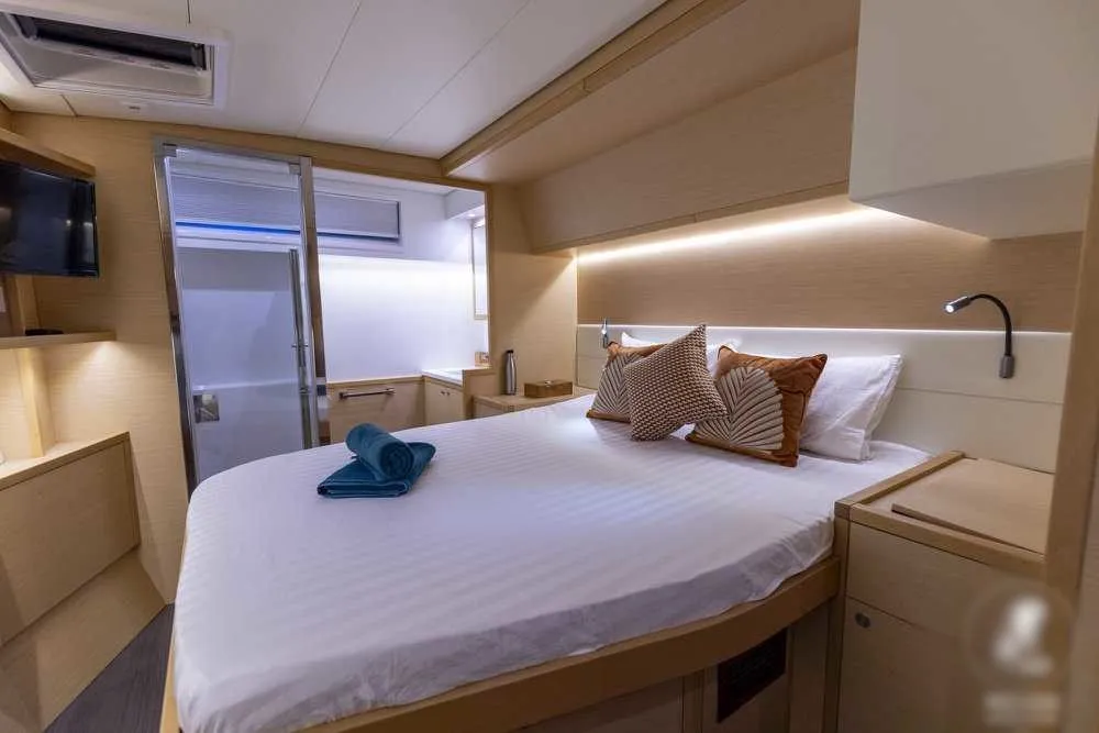 Cabin on Sealion, a Lagoon 52 F catamaran at Mai Khao, Thailand