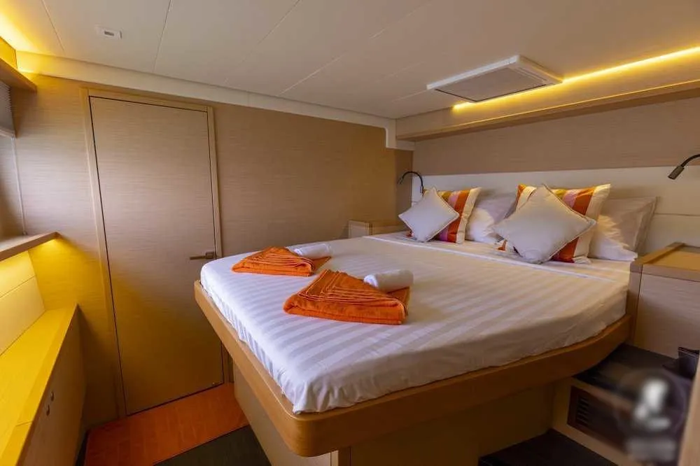 Cabin on Sealion, a Lagoon 52 F catamaran at Mai Khao, Thailand