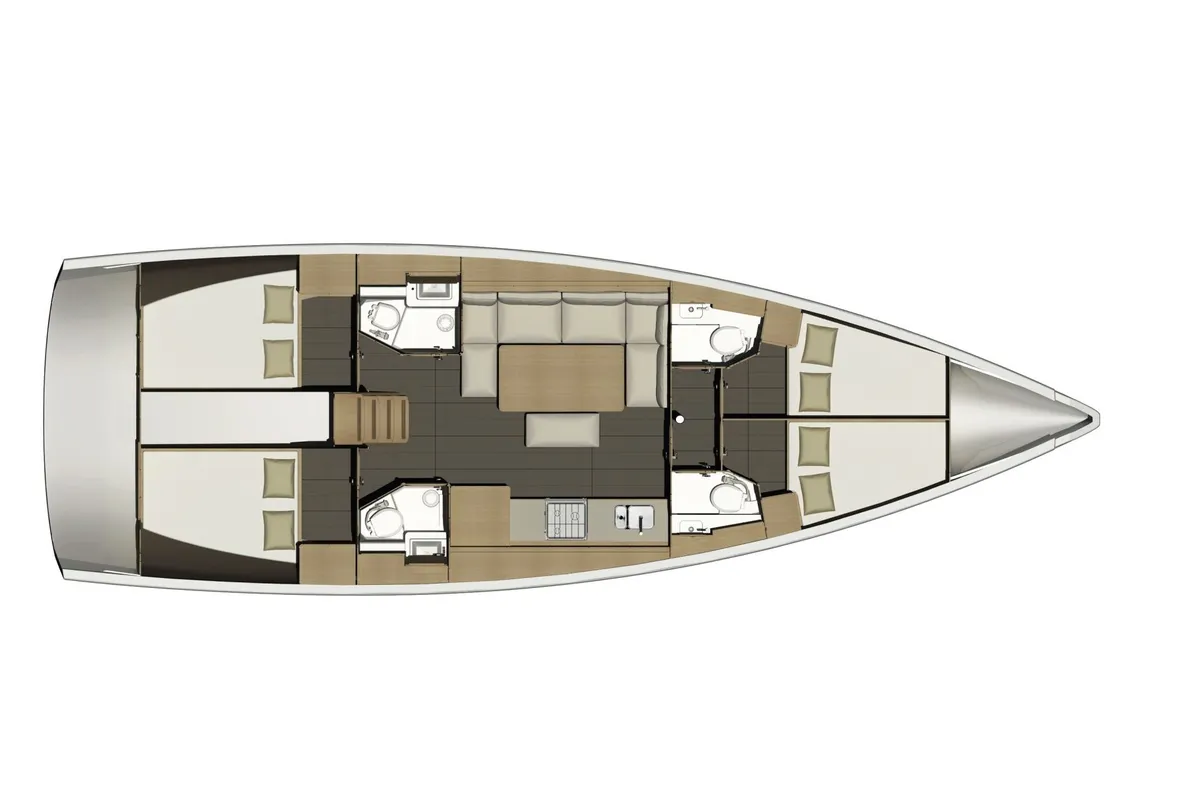 Floor plan of Panther, a Dufour 460 Grand Large sailboat at Općina Sukošan, Croatia