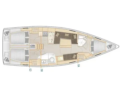 Floor plan of no_name, a Hanse 418 sailboat at Gothenburg, Sweden
