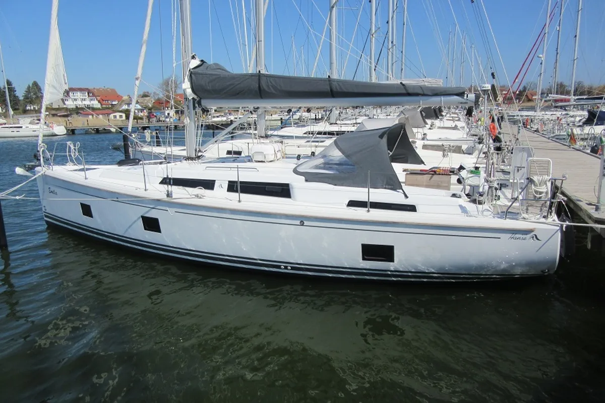Exterior view of no_name, a Hanse 418 sailboat at Gothenburg, Sweden