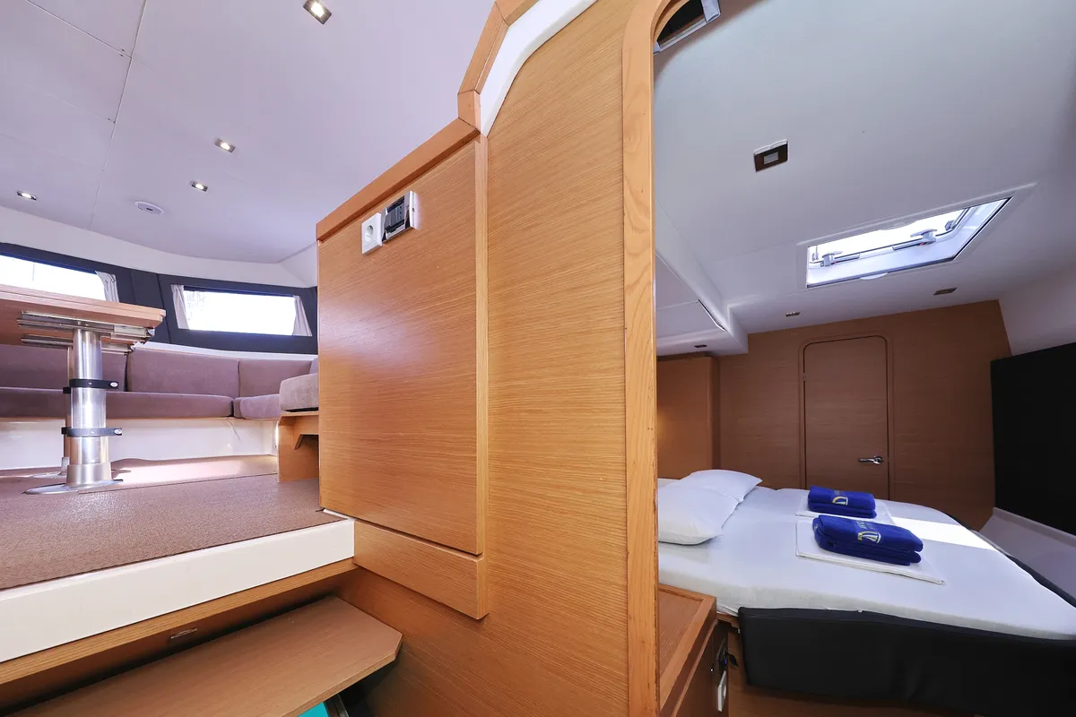 Cabin on Make Me Yours, a Dufour 48 Catamaran catamaran at Grad Trogir, Croatia