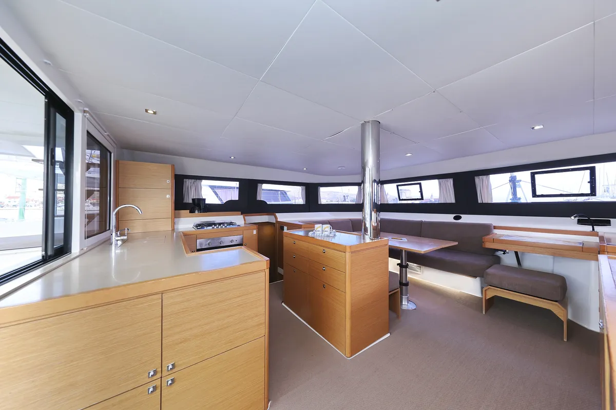 Galley of Make Me Yours, a Dufour 48 Catamaran catamaran at Grad Trogir, Croatia