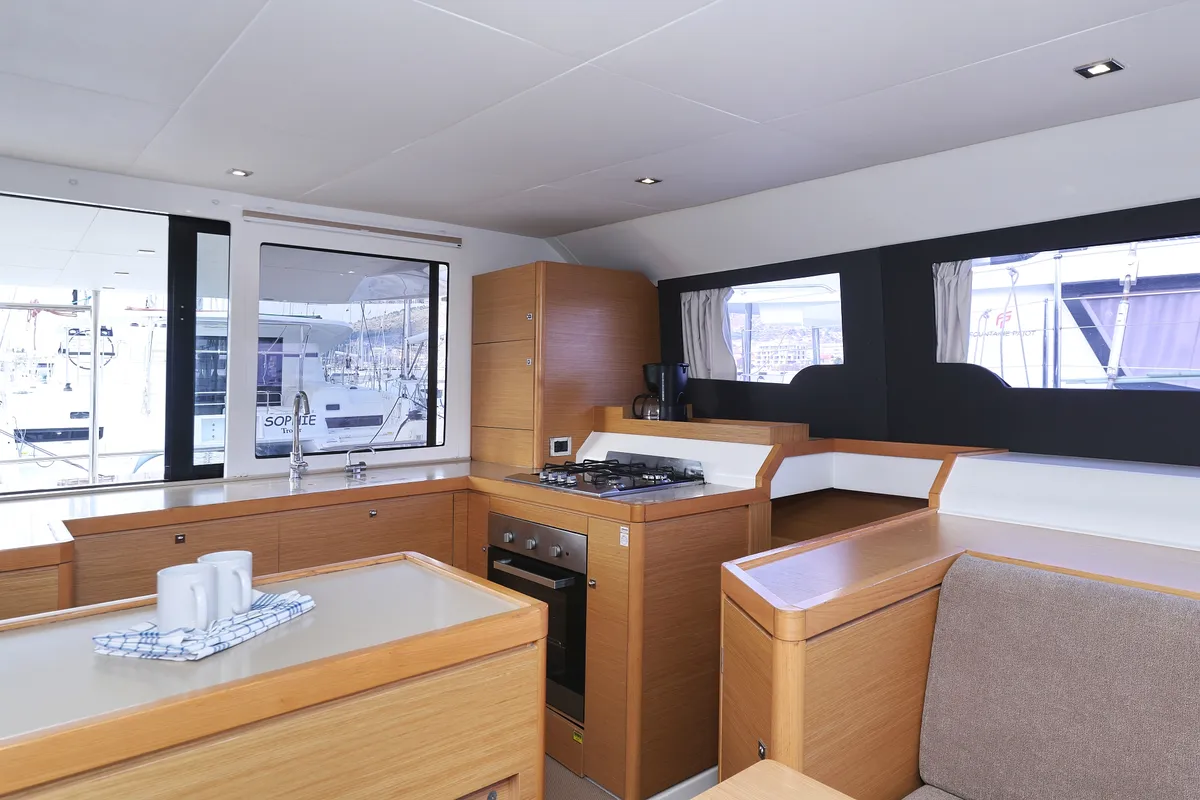 Cabin on Make Me Yours, a Dufour 48 Catamaran catamaran at Grad Trogir, Croatia