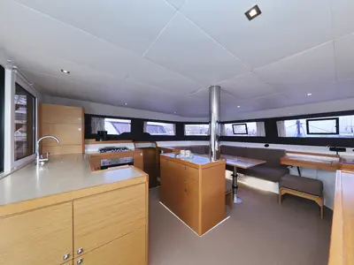 Salon of Make Me Yours, a Dufour 48 Catamaran catamaran at Grad Trogir, Croatia