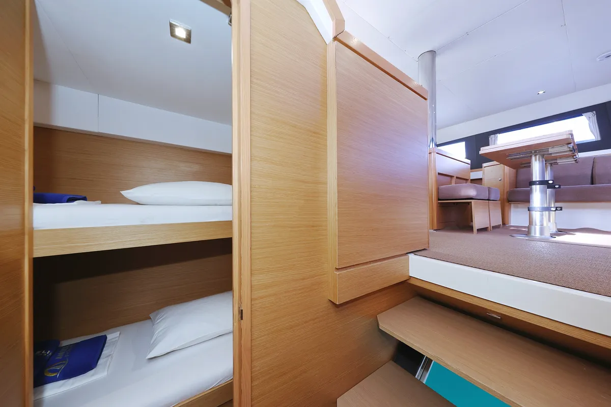 Head on Make Me Yours, a Dufour 48 Catamaran catamaran at Grad Trogir, Croatia