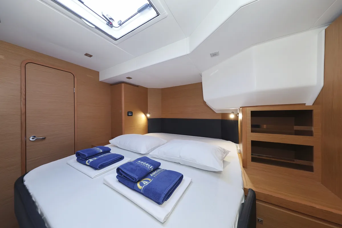 Cabin on Make Me Yours, a Dufour 48 Catamaran catamaran at Grad Trogir, Croatia