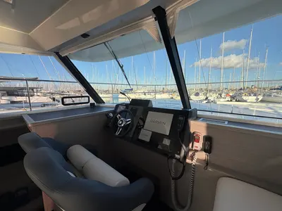 Cockpit of Blue Champagne, a Fountaine Pajot MY4.S - Maestro catamaran at La Rochelle, France