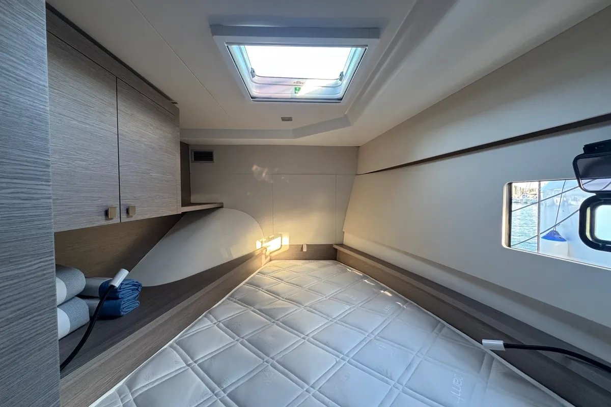 Cabin on Blue Champagne, a Fountaine Pajot MY4.S - Maestro catamaran at La Rochelle, France