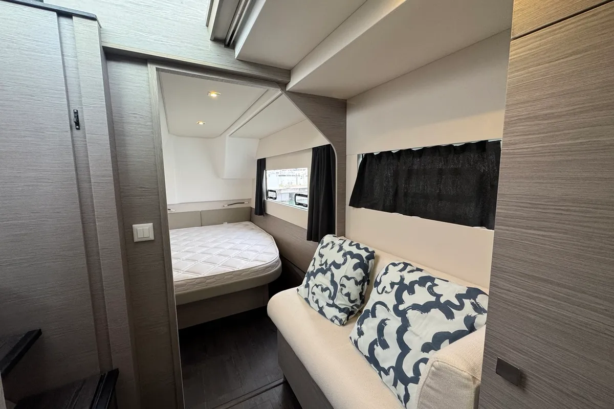 Cabin on Blue Champagne, a Fountaine Pajot MY4.S - Maestro catamaran at La Rochelle, France