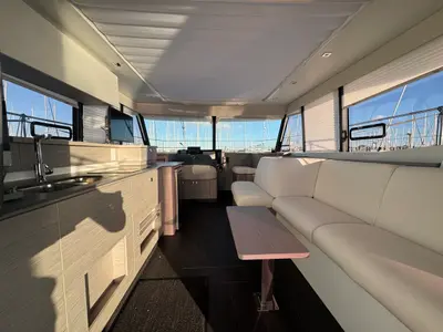 Salon of Blue Champagne, a Fountaine Pajot MY4.S - Maestro catamaran at La Rochelle, France