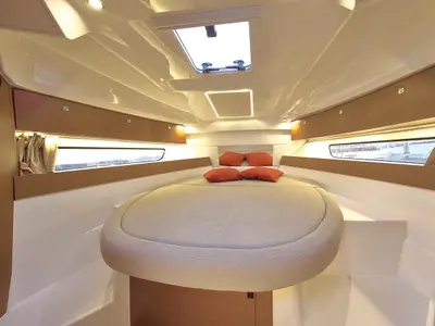 Cabin on Aquaduck, a Jeanneau Merry Fisher 895 motorboat at Grad Biograd na Moru, Croatia