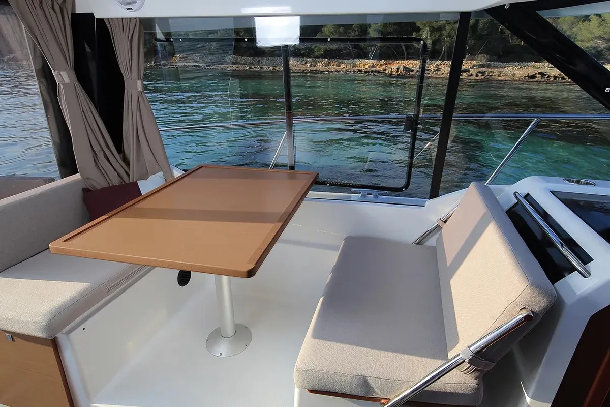 Salon of Aquaduck, a Jeanneau Merry Fisher 895 motorboat at Grad Biograd na Moru, Croatia
