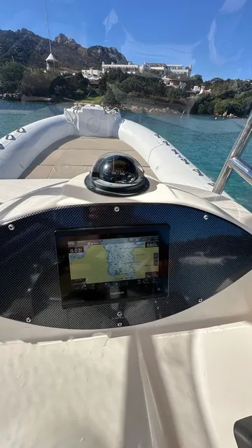 Cockpit of Gulet Motorboat, a motorboat at Poltu Quatu, Italy