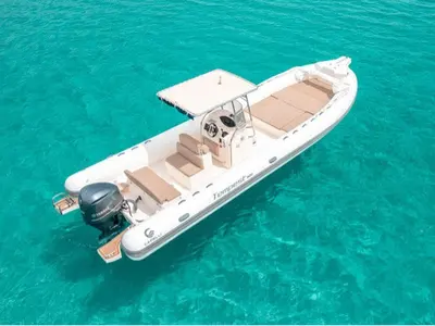 Exterior view of Gulet Motorboat, a motorboat at Poltu Quatu, Italy
