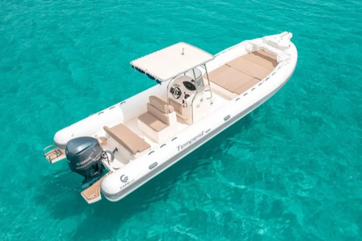 Exterior view of Gulet Motorboat, a motorboat at Poltu Quatu, Italy